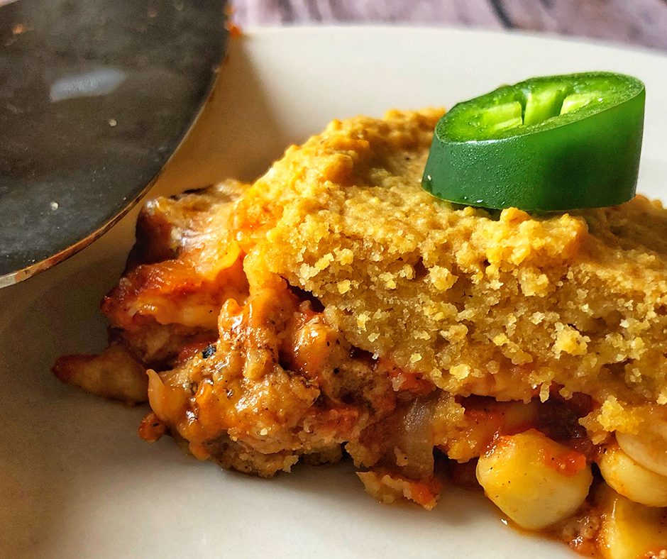 Chili Cornbread Crisps Pie the delicious "allinone dish!